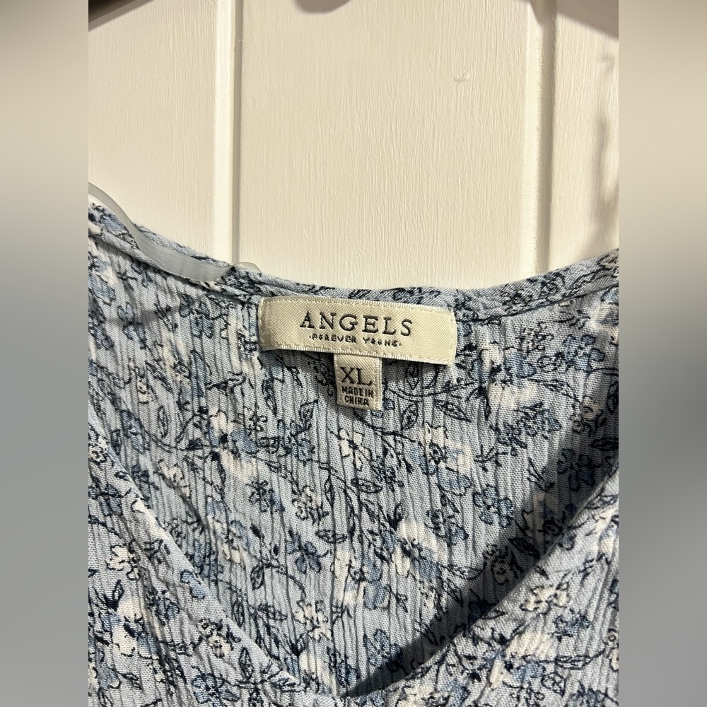 Women’s blue flower floral flowy dress Angels Forever Young sz XL - Picture 8 of 10